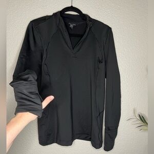 Athleta Rainier Half Zip Jacket black active wear women large